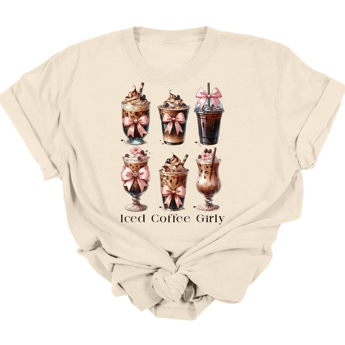 Men's short-sleeve trendy bright-deep-firm-canvas shirt-Iced Coffee Girly Tee  *MADE TO ORDER*