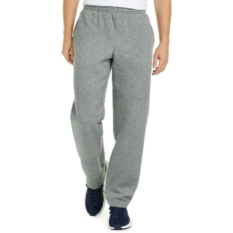 men's slim casual weekend brown pants-Ideology Men's Open-Hem Fleece Sweatpants Gray Size Small