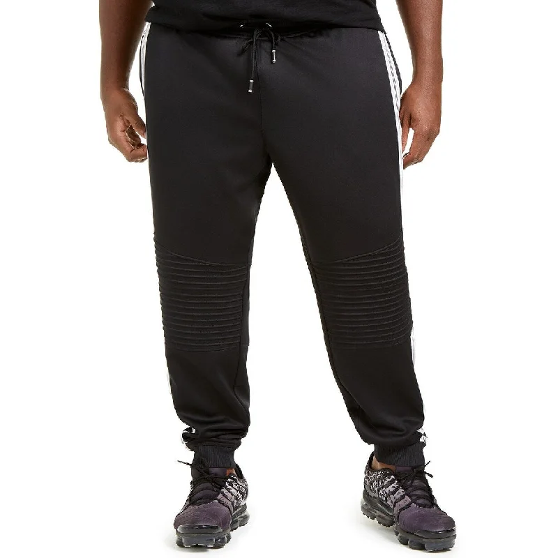 men's tailored outdoor olive pants-INC International Concepts Men's Big & Tall Moto Side Stripe Joggers Black Size 48