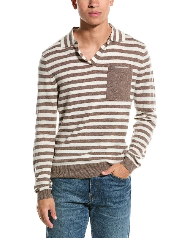 Men's short-sleeve subtle rally shirt-Kier+J Wool & Cashmere-Blend Polo Sweater