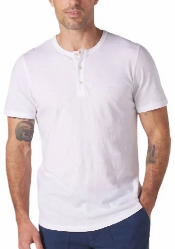 Men's short-sleeve tropical retro-cool-handcrafted-flax top-Legacy Jersey Henley Shirt In White