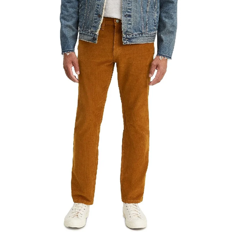 men's flat-front evening beige pants-Levi's Men's 502 Taper Corduroy Pants Brown Size 34X29