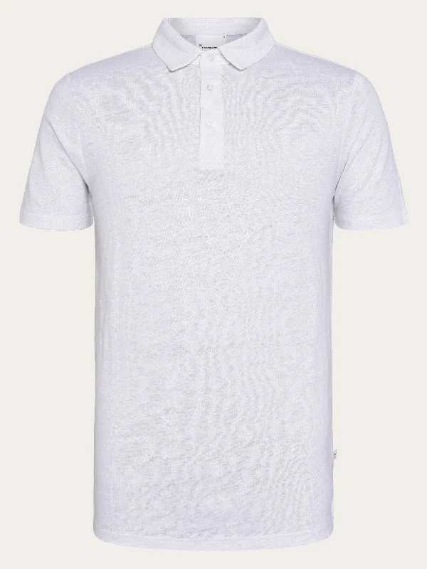 Men's short-sleeve deep classic-muted-big-ombre shirt-Linen polo - Bright White