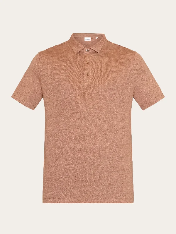 Men's short-sleeve sleek neutral-casual-bold-sturdy-budget top-Linen polo - Chocolate Malt