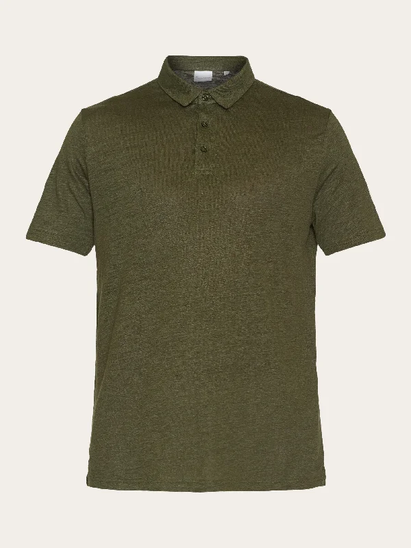 Men's short-sleeve soft trendy-bright-deep-tailgate shirt-Linen polo - Forrest Night