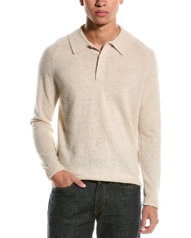 Men's short-sleeve deep classic-warm-peach tee-Magaschoni Cashmere Polo Sweater