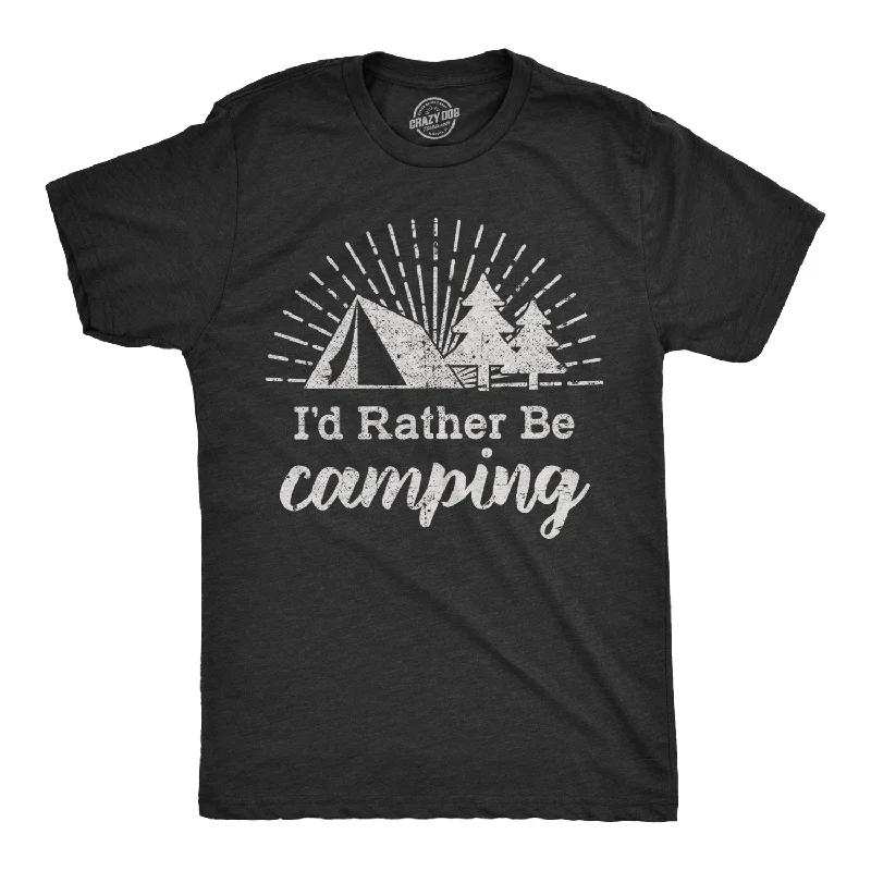 Men's short-sleeve retro canoeing tee-I'd Rather Be Camping Men's Tshirt