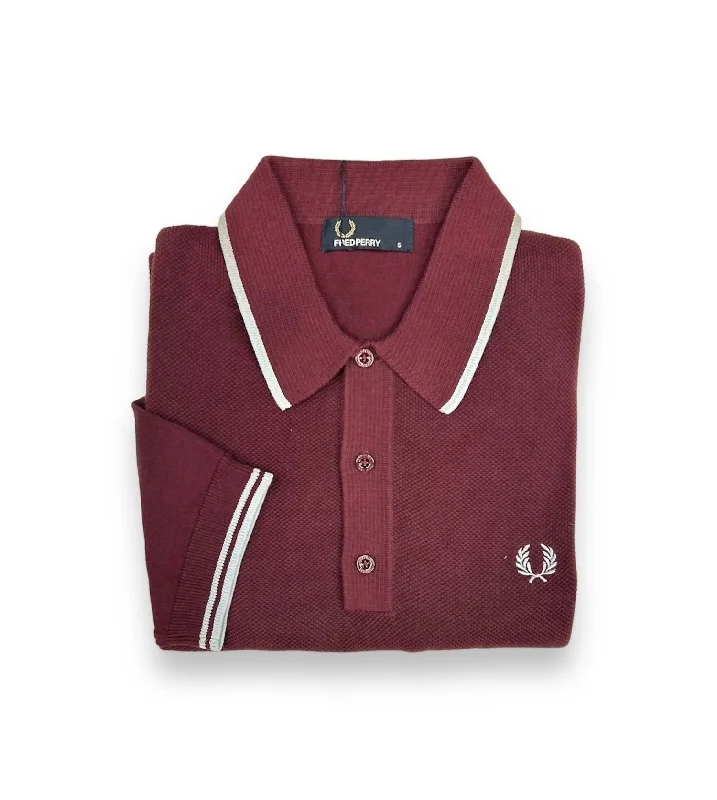 Men's short-sleeve cool rugged-urban-deep-red shirt-Men's Twin Tipped Polo Shirt In Mahogany