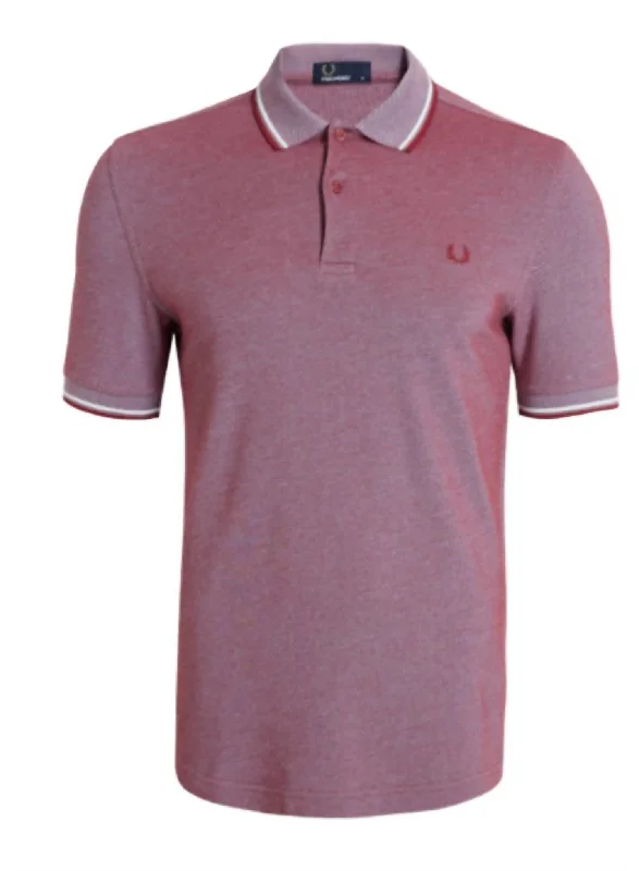 Men's short-sleeve urban warm-breathable-merino shirt-Men's Twin Tipped Polo Shirt In Pink/white