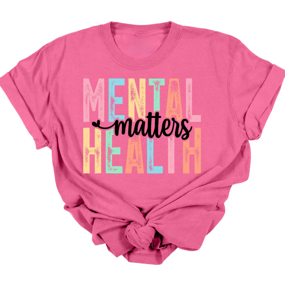 Men's short-sleeve soft trendy-bright-deep-old-weathered shirt-Mental Health Matters Tee  *MADE TO ORDER*