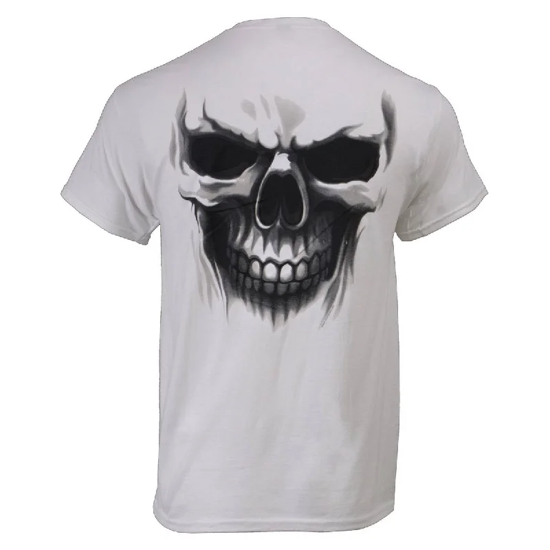 Men's short-sleeve bold rich-sporty-subtle-elegant-high-end tee-Milwaukee Leather MPMH116001 Men's 'Ghost' Skull Double Sided White Printed T-Shirt