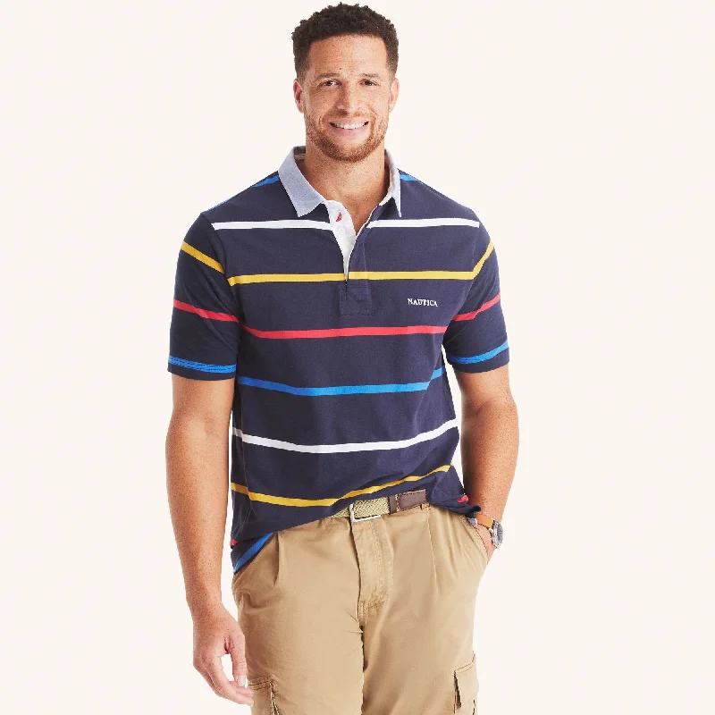 Men's short-sleeve deep classic-warm-peach tee-Nautica Mens Big & Tall Classic Fit Rugby Polo