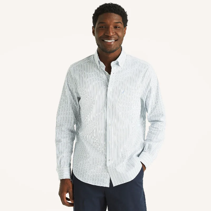 Nautica Mens Wrinkle-Resistant Striped Wear To Work Shirt