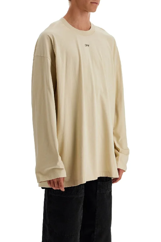 Men's short-sleeve neutral casual-new-flex top-Off-White Long Sleeve Oversized T-Shirt For