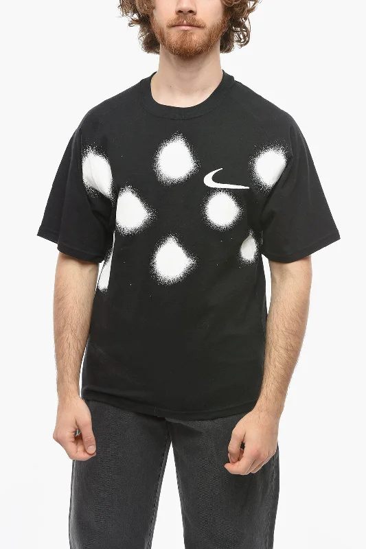 Men's short-sleeve sleek neutral-casual-nylon top-Off-White NIKE X OFF-WHITE Spray Printed Effect Crew-Neck T-shirt