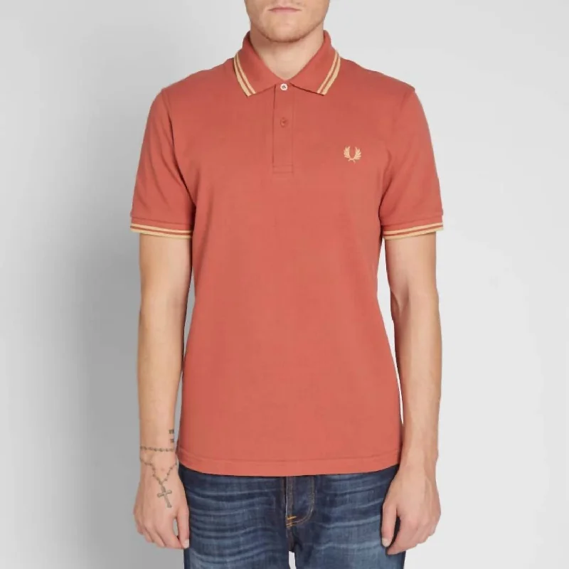 Men's short-sleeve sporty subtle-elegant-high-end top-Original Twin Tipped Polo In Rust Champagne