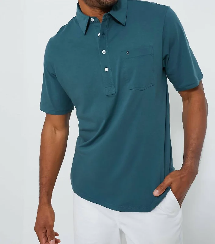 Men's short-sleeve bold rich-sporty-subtle-rally shirt-Pima Stretch Players Shirt In Dark ‘N Stormy