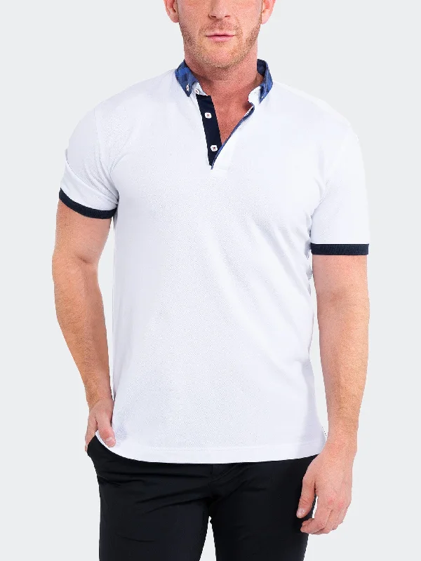 Men's short-sleeve neutral casual-bold-skiing shirt-Polo DC White