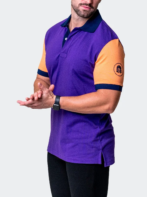 Men's short-sleeve urban warm-breathable-merino shirt-Polo MozartBlockTip Purple