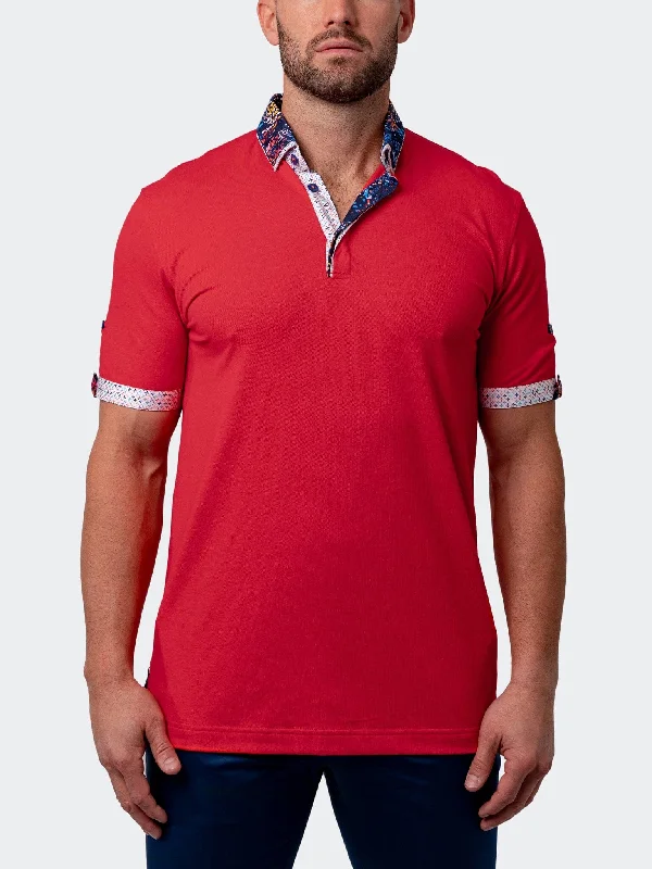 Men's short-sleeve neutral casual-bold-hot-maroon top-Polo Mozartsolidsplash Red