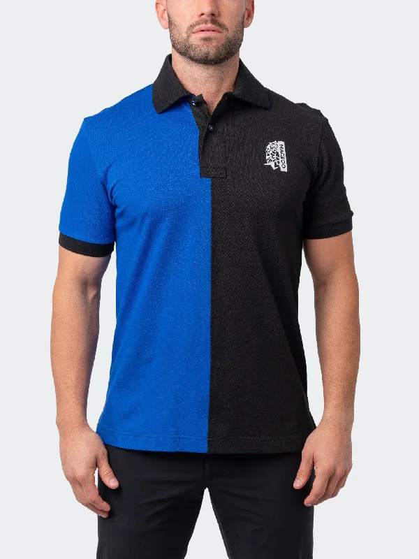 Men's short-sleeve sporty subtle-soft-cookout shirt-Polo MozartSplitBlack Blue