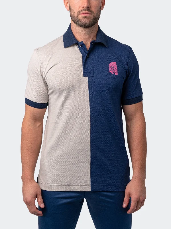 Men's short-sleeve casual bold-sturdy-budget shirt-Polo MozartSplitGrey Blue