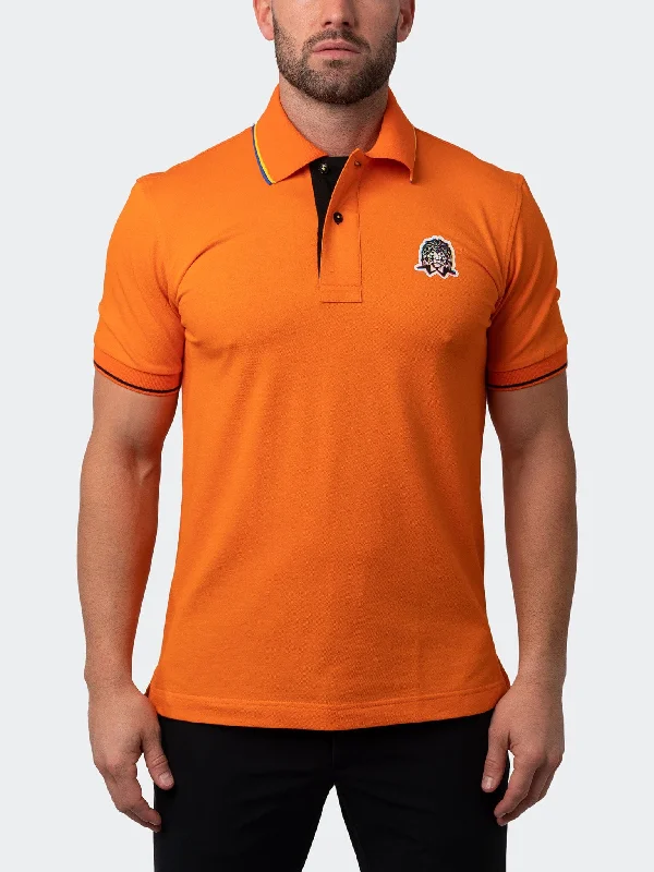 Men's short-sleeve tropical retro-cool-pure-silver shirt-Polo MozartTwoTip Orange