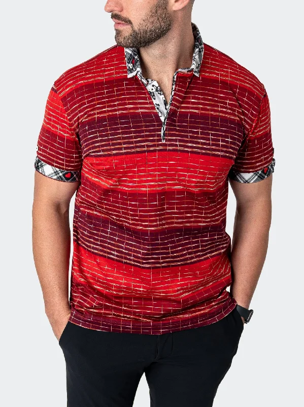 Men's short-sleeve trendy bright-deep-firm-canvas shirt-Polo MozartUndecided Red