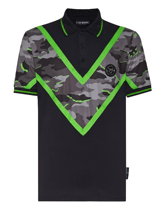 Men's short-sleeve subtle soft-cookout top-Polo SS Neon Amazon Edition (Camouflage)