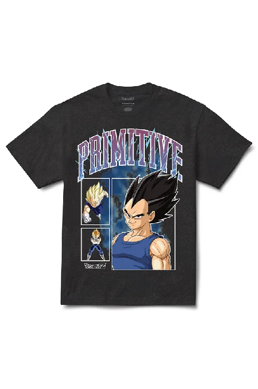 Men's short-sleeve sleek ivory shirt-Primitive x Dragon Ball Z Vegeta Levels II Heavyweight Oversized Tee