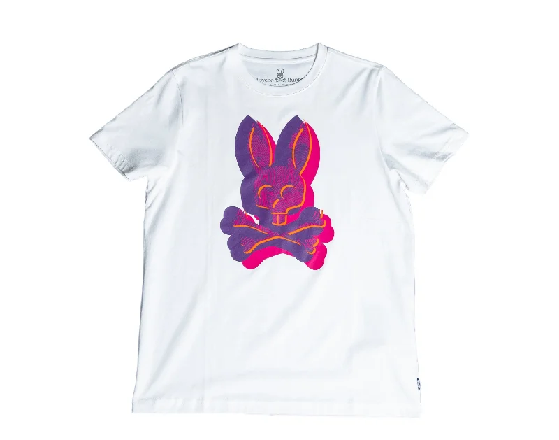 Men's short-sleeve soft ventilated top-Psycho Bunny Nickolas Graphic White Men's Tee Shirt B6U820S1PC-WHT