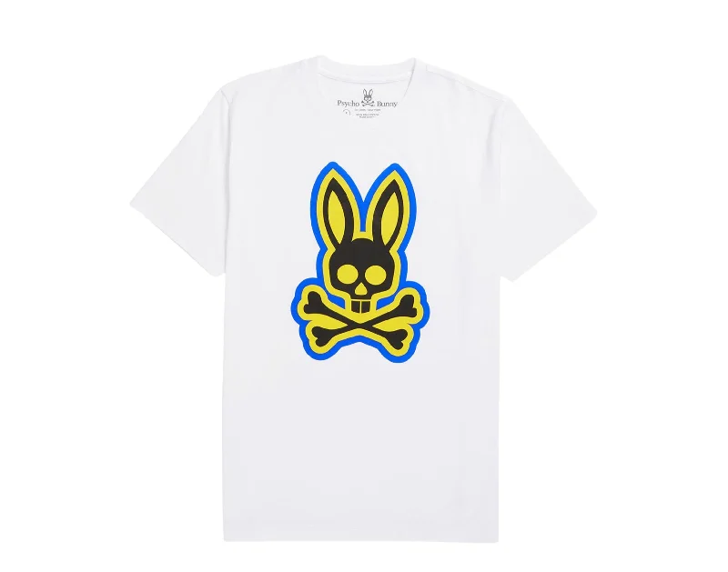 Men's short-sleeve bright deep-classic-muted-old-violet shirt-Psycho Bunny Patchin Graphic White Men's Tee Shirt B6U852U1PC-WHT