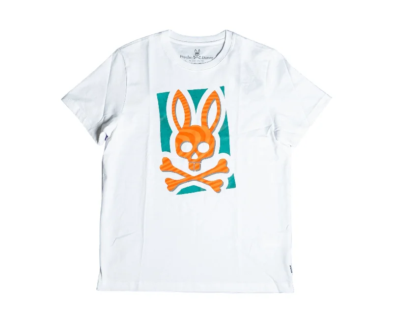 Men's short-sleeve breathable sunproof top-Psycho Bunny Wyatt Graphic White Men's Tee Shirt B6U821S1PC-WHT