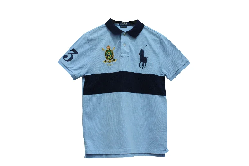 Men's short-sleeve trendy sienna top-Ralph Lauren Big Pony Polo Shirt in Light Blue Cotton