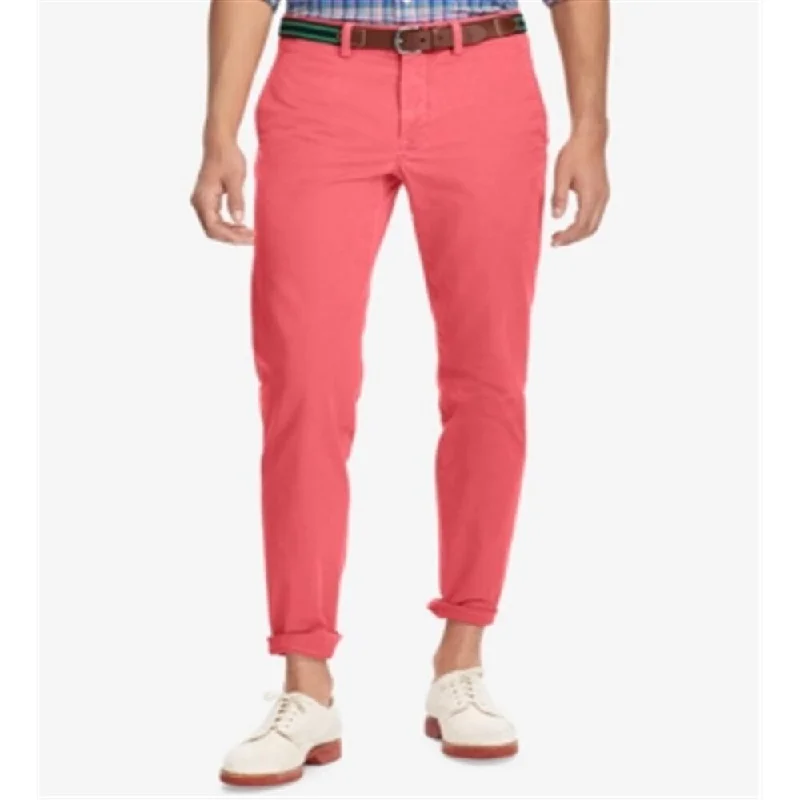 men's stretch office blue pants-Ralph Lauren Men's Stretch Straight Fit Chino Pants Red Size 32X32