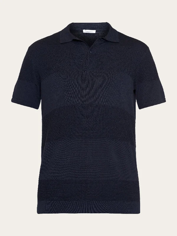 Men's short-sleeve bold rich-sporty-subtle-loud-neon shirt-Regular pattern knitted short sleeved polo - GOTS/Vegan - Night Sky