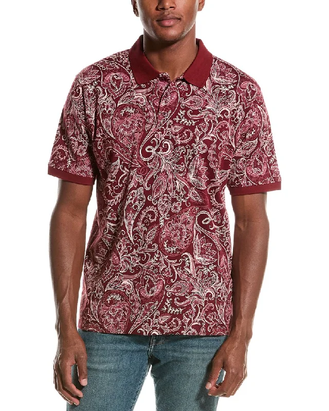 Men's short-sleeve retro amber top-Robert Graham Dozer Knit Classic Fit Polo Shirt