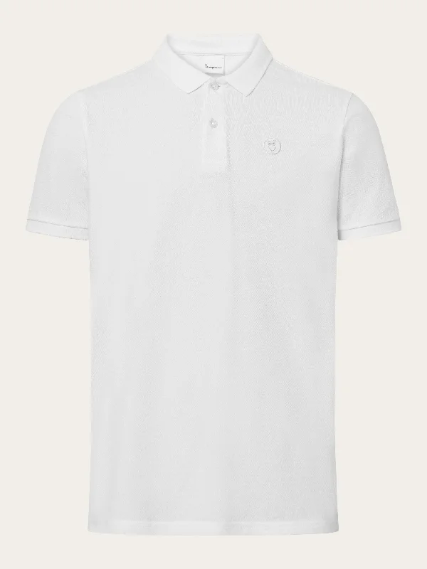 Men's short-sleeve rugged urban-warm-sharp-geometric shirt-Basic badge polo - Bright White