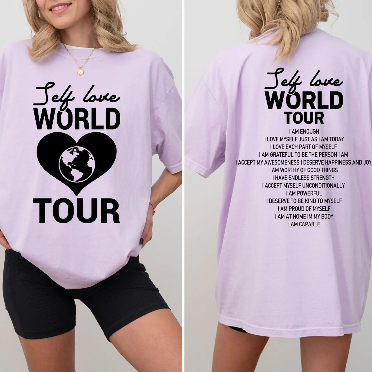 Men's short-sleeve vibrant jet-black tee-Self Love World Tour Tee  *MADE TO ORDER*