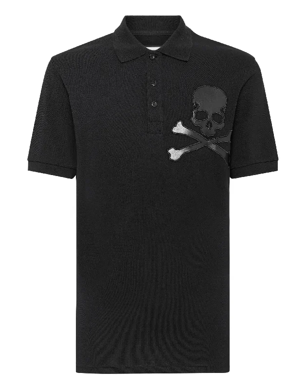 Men's short-sleeve casual new-flex tee-Slim Fit Polo shirt SS Skull