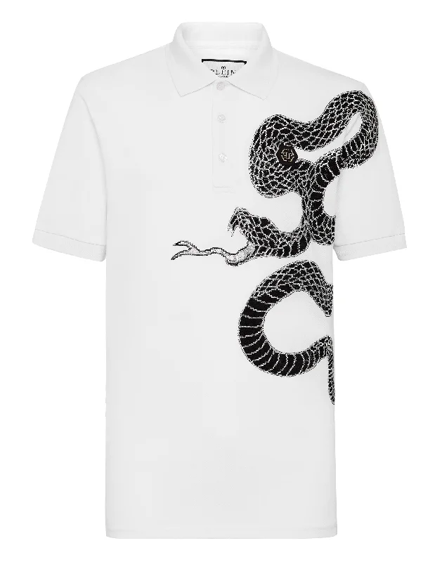 Men's short-sleeve classic sleek-curved-hem tee-Slim Fit Polo shirt SS Snake