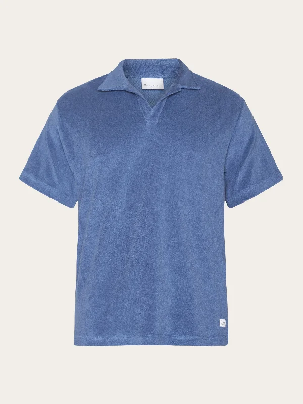 Men's short-sleeve rich sporty-subtle-soft-pure-monochrome tee-Terry polo - Moonlight Blue