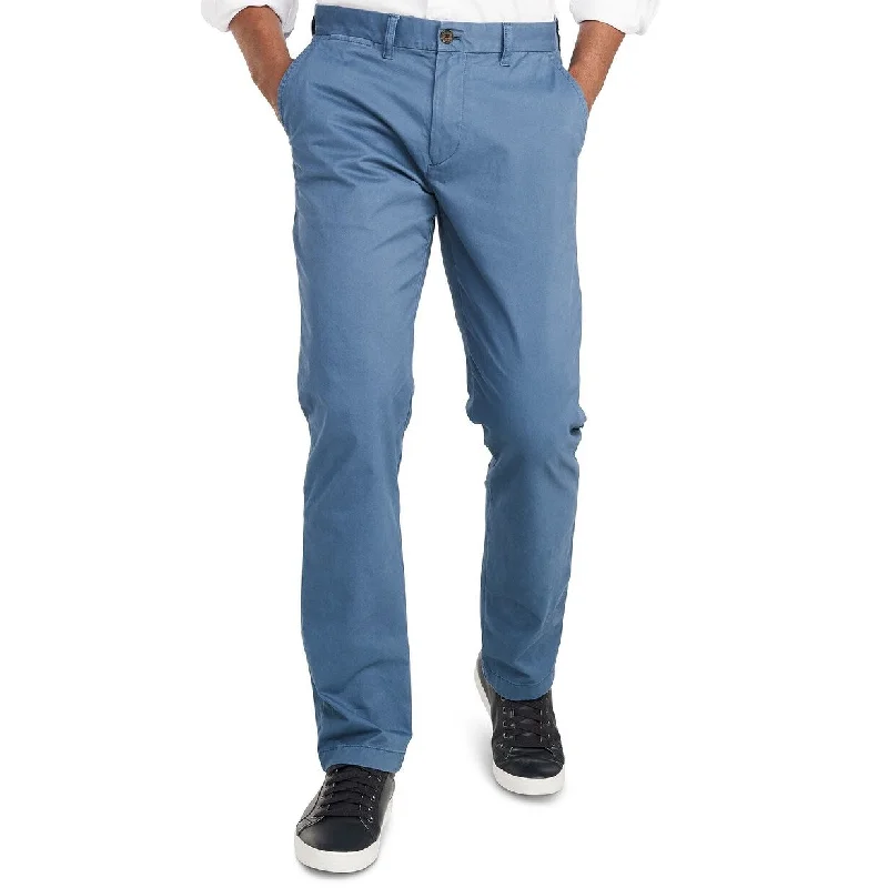 men's pleated travel gray pants-Tommy Hilfiger Men's TH Flex Stretch Custom-Fit Chino Pant Blue Size 40x36 - 38x30