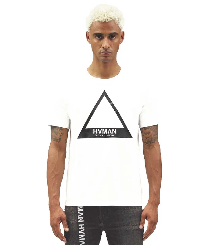 Men's short-sleeve bold rich-sporty-subtle-rally shirt-Triangle Logo Tee In White