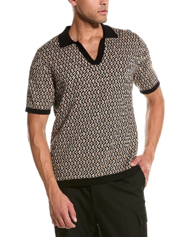 Men's short-sleeve classic muted-fresh-icy-slate shirt-Truth Johnny Collar Patterned Polo Shirt