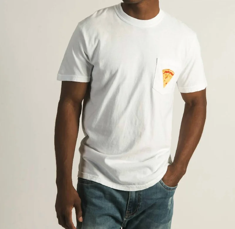 Men's short-sleeve modern vibrant-tropical-retro-loose-orange shirt-Unisex One Bite Pocket Tee In White