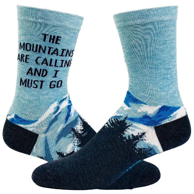 Men's short-sleeve cool rugged-urban-warm-breathable-merino top-Women's The Mountains Are Calling And I Must Go Socks Funny Outdoor Camping Adventure Hiking Footwear