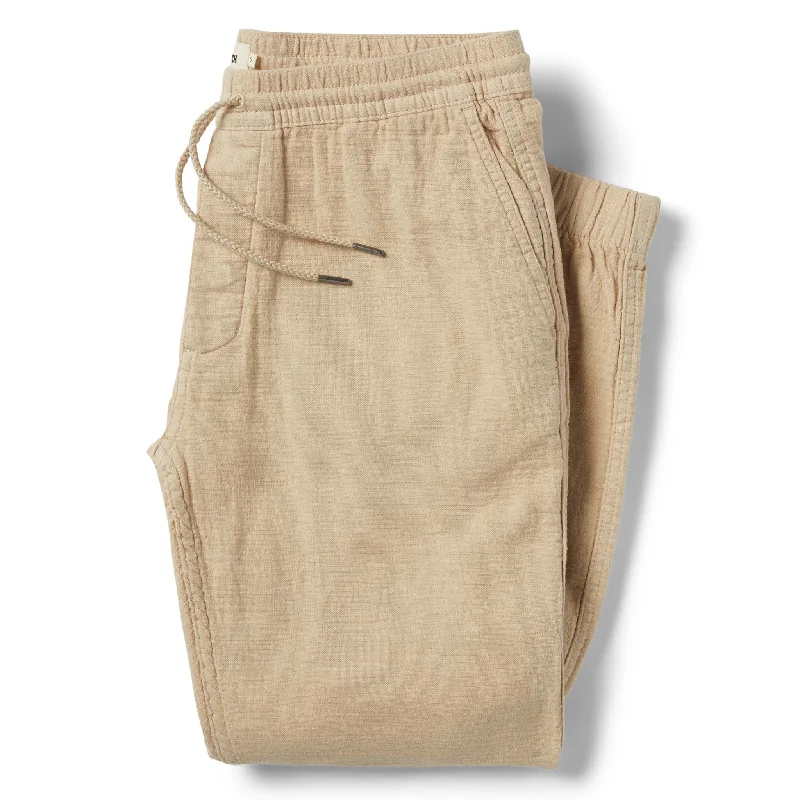 men's straight leg commute olive pants-The Apres Pant in Khaki Double Cloth