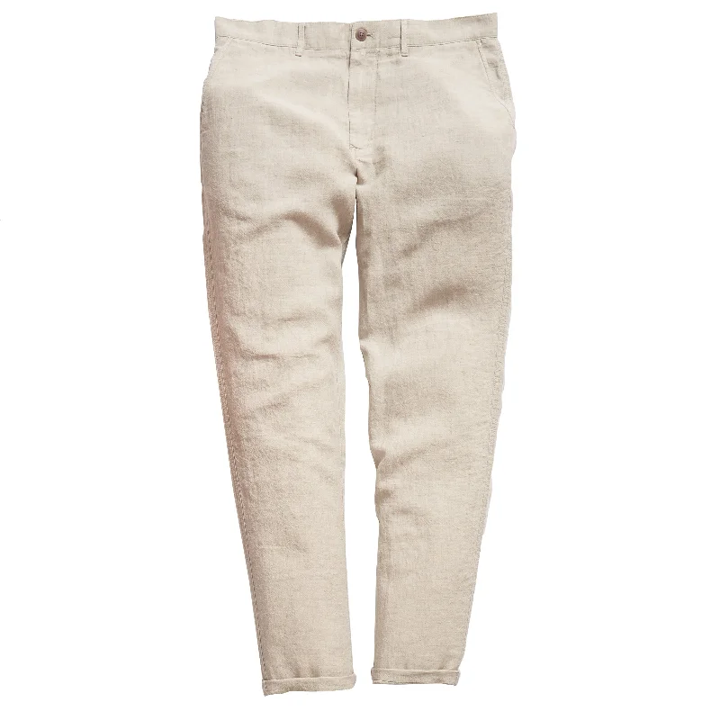 men's straight leg commute olive pants-Aventura Washed Linen Pants - Safari