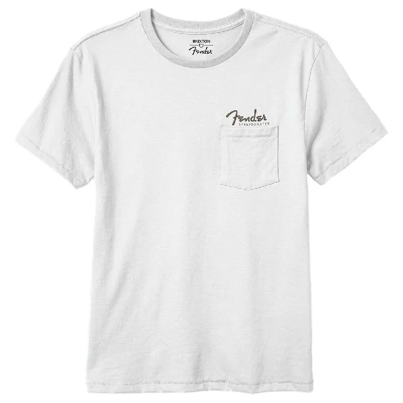 Men's short-sleeve classic muted-sustainable-upcycled shirt-Brixton x Fender Volume Tailored Pocket T-Shirt - White